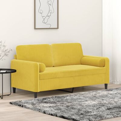 vidaXL Sofá de 2 plazas - Terciopelo Amarillo 140cm vidaXL Sofá de 2 plazas - Terciopelo Amarillo 140cm