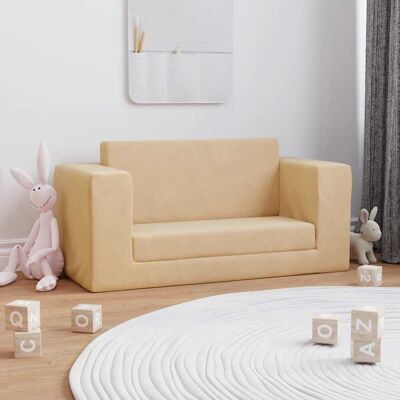 Vidaxl Sofá cama infantil 2 plazas felpa suave crema Vidaxl Sofá cama infantil 2 plazas felpa suave crema