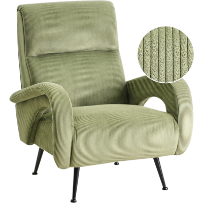 Beliani - Sillón Tapizado De Pana Con Reposabrazos Estilo Moderno Retro Verde Svalov Beliani - Sillón Tapizado De Pana Con Reposabrazos Estilo Moderno Retro Verde Svalov