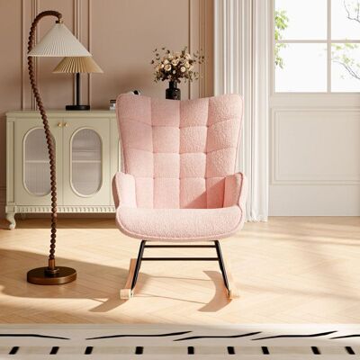 OEM Sillón Balance En Terciopelo Teddy, Funda Desmontable, Estructura De Madera Y Metal, 150 Kg, Rosa, Lujo Y Confort OEM Sillón Balance En Terciopelo Teddy, Funda Desmontable, Estructura De Madera Y Metal, 150 Kg, Rosa, Lujo Y Confort