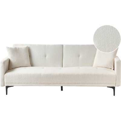 Sofá Cama Beliani Blanco Crema Bouclé 3 Plazas - Sofá Cama Sofá Cama Beliani Blanco Crema Bouclé 3 Plazas - Sofá Cama