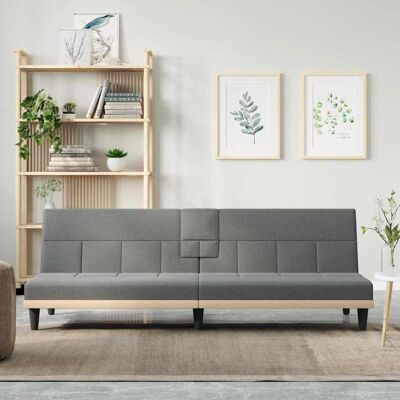 Nnevl Sofá cama de tela gris oscuro con portavasos - Sofá cama Nnevl Sofá cama de tela gris oscuro con portavasos - Sofá cama