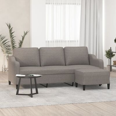 Sofá de 3 plazas gris taupe con taburete vidaXL - Sofá Sofá de 3 plazas gris taupe con taburete vidaXL - Sofá