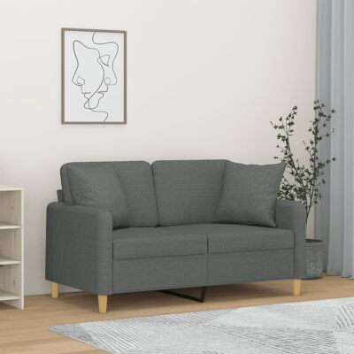 Sofá de 2 plazas gris oscuro con cojines - Muebles Sofá de 2 plazas gris oscuro con cojines - Muebles