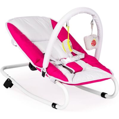 OEM Mecedora Plegable Con Juguetes, Blanca Y Rosa. OEM Mecedora Plegable Con Juguetes, Blanca Y Rosa.