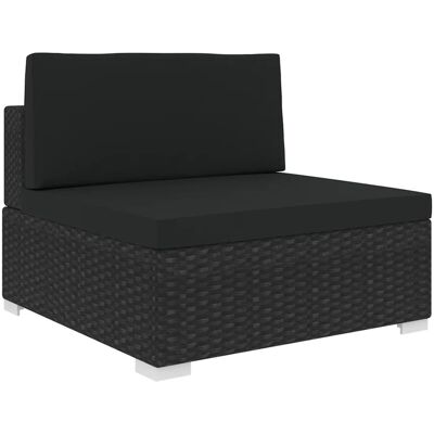 Sofá Modular vidaXL - Parte Central, Negro, Exterior Sofá Modular vidaXL - Parte Central, Negro, Exterior