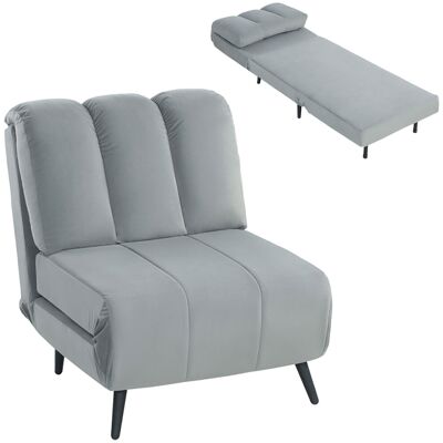 Homcom Sofá Cama Plegable De 1 Plaza 3 En 1, Tapizado En Terciopelo Con Respaldo Ajustable 3 Niveles, Cojín Grueso Para Salón, 72x88x87 Cm, Gris Homcom Sofá Cama Plegable De 1 Plaza 3 En 1, Tapizado En Terciopelo Con Respaldo Ajustable 3 Niveles, Cojín Grueso Para Salón, 72x88x87 Cm, Gris
