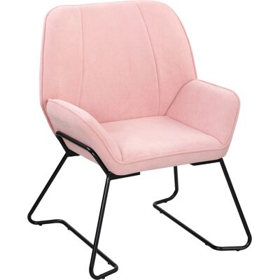 JHY DESIGN Sillón Con Amplio Asiento Tapizado En Terciopelo, Patas De Metal, Color Rosa. JHY DESIGN Sillón Con Amplio Asiento Tapizado En Terciopelo, Patas De Metal, Color Rosa.
