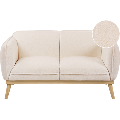 BELIANI Sofá 2 Plazas De Bouclé Estilo Escandinavo Con Patas Cónicas De Madera Tapizado Beige Claro Ljung BELIANI Sofá 2 Plazas De Bouclé Estilo Escandinavo Con Patas Cónicas De Madera Tapizado Beige Claro Ljung