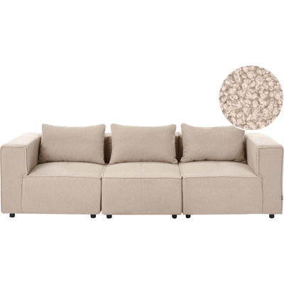 BELIANI Sofá Modular Moderno De Bouclé De 3 Plazas Con Dos Piezas Esquineras Modulares Beige Axebo BELIANI Sofá Modular Moderno De Bouclé De 3 Plazas Con Dos Piezas Esquineras Modulares Beige Axebo
