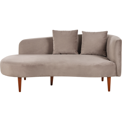 Beliani Sofá chaise de terciopelo color topo - Muebles modernos para sala Beliani Sofá chaise de terciopelo color topo - Muebles modernos para sala