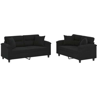 Conjunto de Sofás 2 plazas con cojines - Microfibra negra VIDAXL Conjunto de Sofás 2 plazas con cojines - Microfibra negra VIDAXL