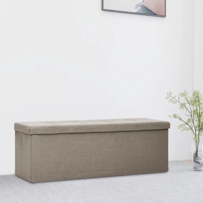vidaXL Banco de almacenamiento plegable con aspecto de lino taupe - Banco de almacenamiento vidaXL Banco de almacenamiento plegable con aspecto de lino taupe - Banco de almacenamiento