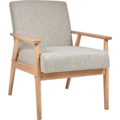 Beliani - Sillón Retro Salón Tapizado Poliéster Lino Estructura Ligera Madera Clara Gris Esrum Beliani - Sillón Retro Salón Tapizado Poliéster Lino Estructura Ligera Madera Clara Gris Esrum