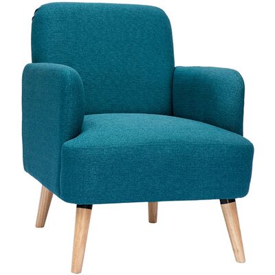 Miliboo - Sillón Nórdico De Tela Azul Petróleo Y Madera Clara Isko Miliboo - Sillón Nórdico De Tela Azul Petróleo Y Madera Clara Isko