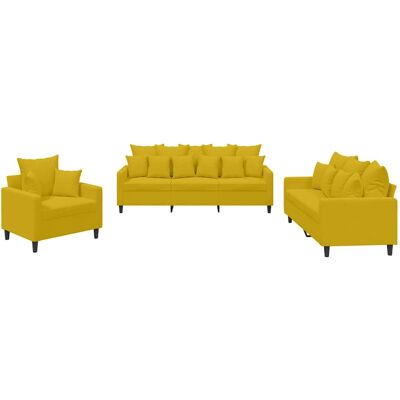 vidaXL Juego de Sofás de Terciopelo Amarillo - Muebles para sala vidaXL Juego de Sofás de Terciopelo Amarillo - Muebles para sala
