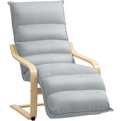 JHY DESIGN Sillón De Madera De Abedul, Sillón Tapizado Con Reposapiés Ajustable, Sillón Moderno, Gris Claro. JHY DESIGN Sillón De Madera De Abedul, Sillón Tapizado Con Reposapiés Ajustable, Sillón Moderno, Gris Claro.