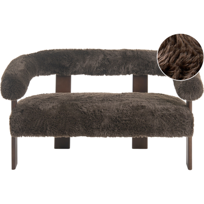 BELIANI Sofá 2 Plazas Retro Salón Tapizado De Pelo Sintético Patas De Madera Marrón Oscuro Ilbro BELIANI Sofá 2 Plazas Retro Salón Tapizado De Pelo Sintético Patas De Madera Marrón Oscuro Ilbro
