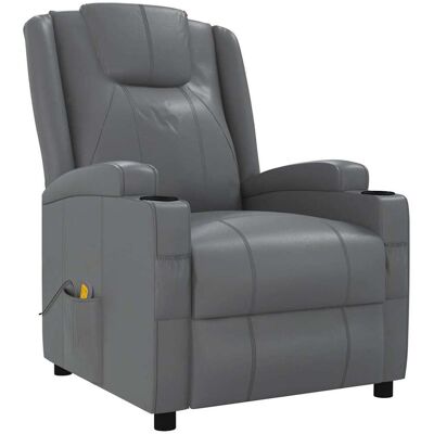 vidaXL Sillón de masaje reclinable - Antracita - Cuero sintético - Relajación vidaXL Sillón de masaje reclinable - Antracita - Cuero sintético - Relajación