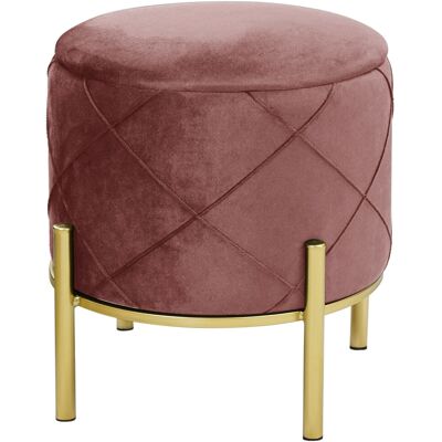AKORD Rosa Puff Redondo de Terciopelo con Almacenamiento - Pouf AKORD Rosa Puff Redondo de Terciopelo con Almacenamiento - Pouf