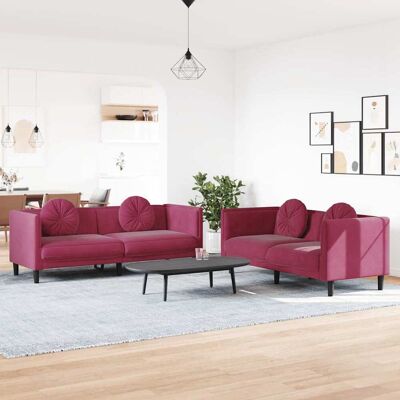 Conjunto de Sofás en Terciopelo Rojo VIDAXL - Muebles para sala Conjunto de Sofás en Terciopelo Rojo VIDAXL - Muebles para sala