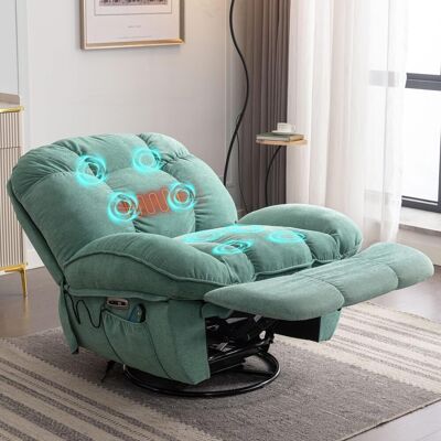 OEM Sillón De Masaje Eléctrico Reclinable Con Calefacción, Función De Masaje Por Vibración, Conectores Tipo C Y Usb, Giro Con Temporizador, 1 Portavasos Y Bolsillos Laterales (verde). OEM Sillón De Masaje Eléctrico Reclinable Con Calefacción, Función De Masaje Por Vibración, Conectores Tipo C Y Usb, Giro Con Temporizador, 1 Portavasos Y Bolsillos Laterales (verde).