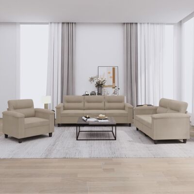 Conjunto de Sofás Microfibra 3 Piezas - Muebles para Sala Conjunto de Sofás Microfibra 3 Piezas - Muebles para Sala