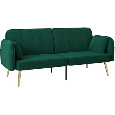 JHY DESIGN Sofá Cama Convertible De 2 Plazas, Sofá Clic-clac De Terciopelo Con Respaldo Ajustable, Verde Oscuro. JHY DESIGN Sofá Cama Convertible De 2 Plazas, Sofá Clic-clac De Terciopelo Con Respaldo Ajustable, Verde Oscuro.