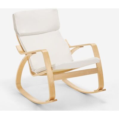 AHD AMAZING HOME DESIGN Sillón Mecedora De Madera Con Diseño Escandinavo Aalborg - Blanco AHD AMAZING HOME DESIGN Sillón Mecedora De Madera Con Diseño Escandinavo Aalborg - Blanco