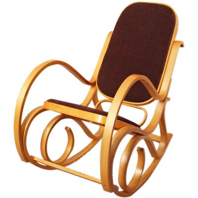 HHG - Mecedora M41 - Madera de roble - Tela marrón oscuro - Sillón mecedor HHG - Mecedora M41 - Madera de roble - Tela marrón oscuro - Sillón mecedor