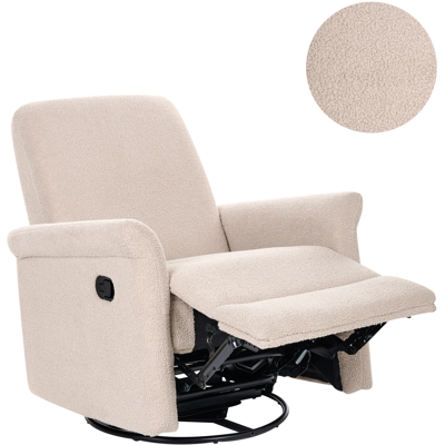 BELIANI Sillón Reclinable Giratorio Manual Tapizado De Bouclé Sala De Estar Beige Claro Echion BELIANI Sillón Reclinable Giratorio Manual Tapizado De Bouclé Sala De Estar Beige Claro Echion