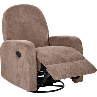 BELIANI Sillón Reclinable De Tela Giratorio Manual Sala De Estar Retro Marrón Febe BELIANI Sillón Reclinable De Tela Giratorio Manual Sala De Estar Retro Marrón Febe