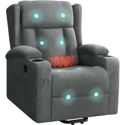 Woltu Sillón Reclinable Eléctrico Con Masaje, Tejido De Rizo, Con Elevador, Calefacción, Reposapiés, Bolsillos Laterales, Puerto Usb Y Portavasos, Gris Woltu Sillón Reclinable Eléctrico Con Masaje, Tejido De Rizo, Con Elevador, Calefacción, Reposapiés, Bolsillos Laterales, Puerto Usb Y Portavasos, Gris