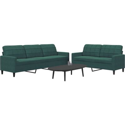 Conjunto de Sofás vidaXL - Terciopelo Verde Oscuro - Moderno 2/3 Plazas Conjunto de Sofás vidaXL - Terciopelo Verde Oscuro - Moderno 2/3 Plazas