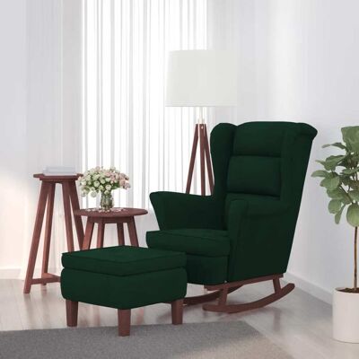 Sillón con taburete de terciopelo verde oscuro - VidaXL Sillón con taburete de terciopelo verde oscuro - VidaXL