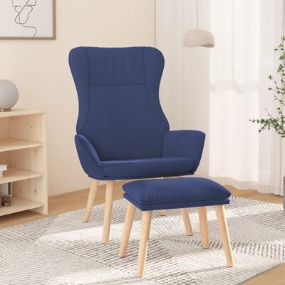 Nova Sillón De Relax Con Taburete Tela Azul Vidaxl Nova Sillón De Relax Con Taburete Tela Azul Vidaxl