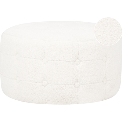 BELIANI Puf Blanco 55 X 30 Cm Bouclé Otomana Reposapiés Mullido Botón Sala De Estar Tampa BELIANI Puf Blanco 55 X 30 Cm Bouclé Otomana Reposapiés Mullido Botón Sala De Estar Tampa
