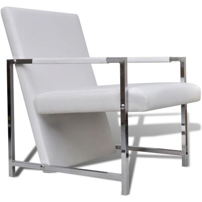 HELLOSHOP26 Sillón Silla Asiento Lounge Diseño Club Sofá Salón Con Patas Cromadas Sintético Blanco 1102047/3 HELLOSHOP26 Sillón Silla Asiento Lounge Diseño Club Sofá Salón Con Patas Cromadas Sintético Blanco 1102047/3