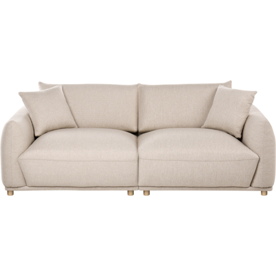 BELIANI Sofá Moderno Tres Plazas De Tela Con Cojines Decorativos Patas De Madera Beige Jubek BELIANI Sofá Moderno Tres Plazas De Tela Con Cojines Decorativos Patas De Madera Beige Jubek