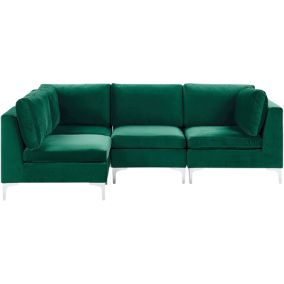 Beliani Sofá Esquinero de Terciopelo Verde - Sofá Modular Beliani Sofá Esquinero de Terciopelo Verde - Sofá Modular