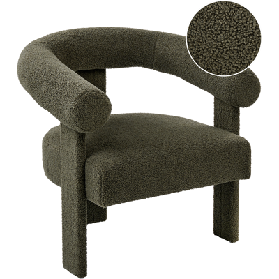 BELIANI Sillón De Sala De Estar Estilo Retro Tapicería De Bouclé Patas Tapizadas Verde Ilbro BELIANI Sillón De Sala De Estar Estilo Retro Tapicería De Bouclé Patas Tapizadas Verde Ilbro