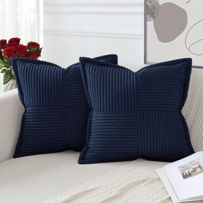 OEM Juego De 2 Fundas De Cojín De Pana Estilo Bohemio Con Diseño Cruzado, Fundas De Cojín De Terciopelo Suave Para Sofá, Ideales Para Sala De Estar O Dormitorio, Decorativas, Color Azul Oscuro, 45 X 45 Cm OEM Juego De 2 Fundas De Cojín De Pana Estilo Bohemio Con Diseño Cruzado, Fundas De Cojín De Terciopelo Suave Para Sofá, Ideales Para Sala De Estar O Dormitorio, Decorativas, Color Azul Oscuro, 45 X 45 Cm