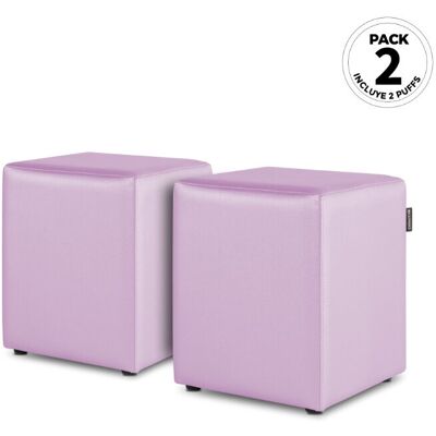Happers - Puff Cubo Polipiel Malva Pack 2 Unidades Malva Happers - Puff Cubo Polipiel Malva Pack 2 Unidades Malva