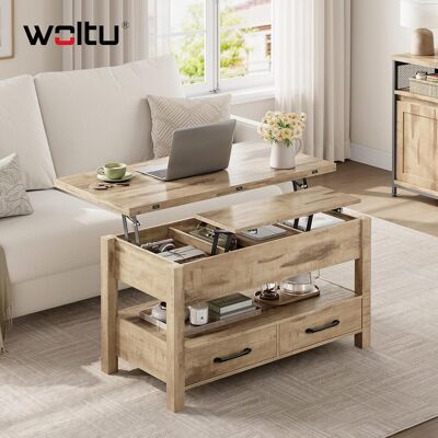 Woltu Mesa De Centro Elevable, Mesa De Centro Moderna Elevable Para Sofá De Sala De Estar Con Almacenamiento Oculto, Compartimento Abierto Y 2 Cajones, Marrón Camel Woltu Mesa De Centro Elevable, Mesa De Centro Moderna Elevable Para Sofá De Sala De Estar Con Almacenamiento Oculto, Compartimento Abierto Y 2 Cajones, Marrón Camel