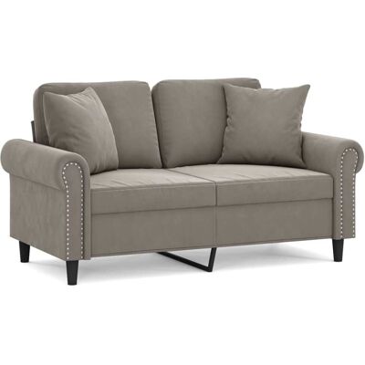 HELLOSHOP26 Sofá De 2 Plazas Para Salón Sala De Estar Casa Interior Plazas Cojines Y Cojines Gris Claro 120 Cm Terciopelo 020019916 HELLOSHOP26 Sofá De 2 Plazas Para Salón Sala De Estar Casa Interior Plazas Cojines Y Cojines Gris Claro 120 Cm Terciopelo 020019916