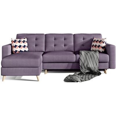 MEUBLORAMA Sofá De Esquina Convertible Hasgard 3 Plazas Violeta 248x162 Cm - Con Almacenamiento Y Patas De Madera MEUBLORAMA Sofá De Esquina Convertible Hasgard 3 Plazas Violeta 248x162 Cm - Con Almacenamiento Y Patas De Madera