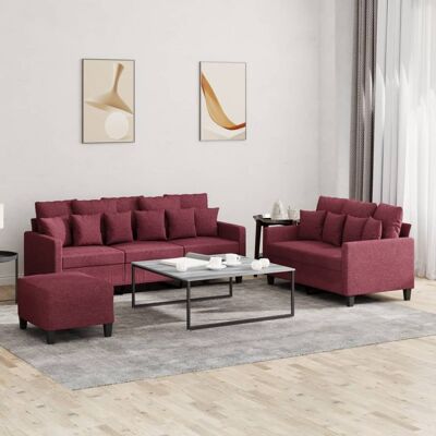 Conjunto de Sofás de Tela Roja 3 Piezas - Muebles de Salón Conjunto de Sofás de Tela Roja 3 Piezas - Muebles de Salón