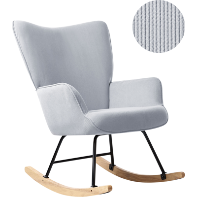 Beliani - Sillón Mecedora De Pana Cómodo Respaldo Ancho Con Reposabrazos Patas De Metal Negras Salón Dormitorio Azul Claro Arset Beliani - Sillón Mecedora De Pana Cómodo Respaldo Ancho Con Reposabrazos Patas De Metal Negras Salón Dormitorio Azul Claro Arset