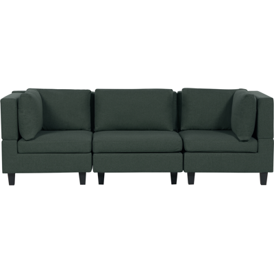 BELIANI Sofá Modular Moderno 3 Plazas Tapizado Tela Poliéster Respaldo Acolchado Verde Oscuro Unstad BELIANI Sofá Modular Moderno 3 Plazas Tapizado Tela Poliéster Respaldo Acolchado Verde Oscuro Unstad