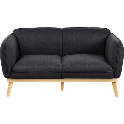 BELIANI Sofá 2 Plazas Estilo Escandinavo Con Patas Cónicas De Madera Tapizado Fácil De Limpiar Negro Ljung BELIANI Sofá 2 Plazas Estilo Escandinavo Con Patas Cónicas De Madera Tapizado Fácil De Limpiar Negro Ljung